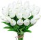 24 Pcs Artificial Silk White Tulips Faux Flowers with Stems for Home Wedding Hotel Office Centerpiece Decor Easter Decorations